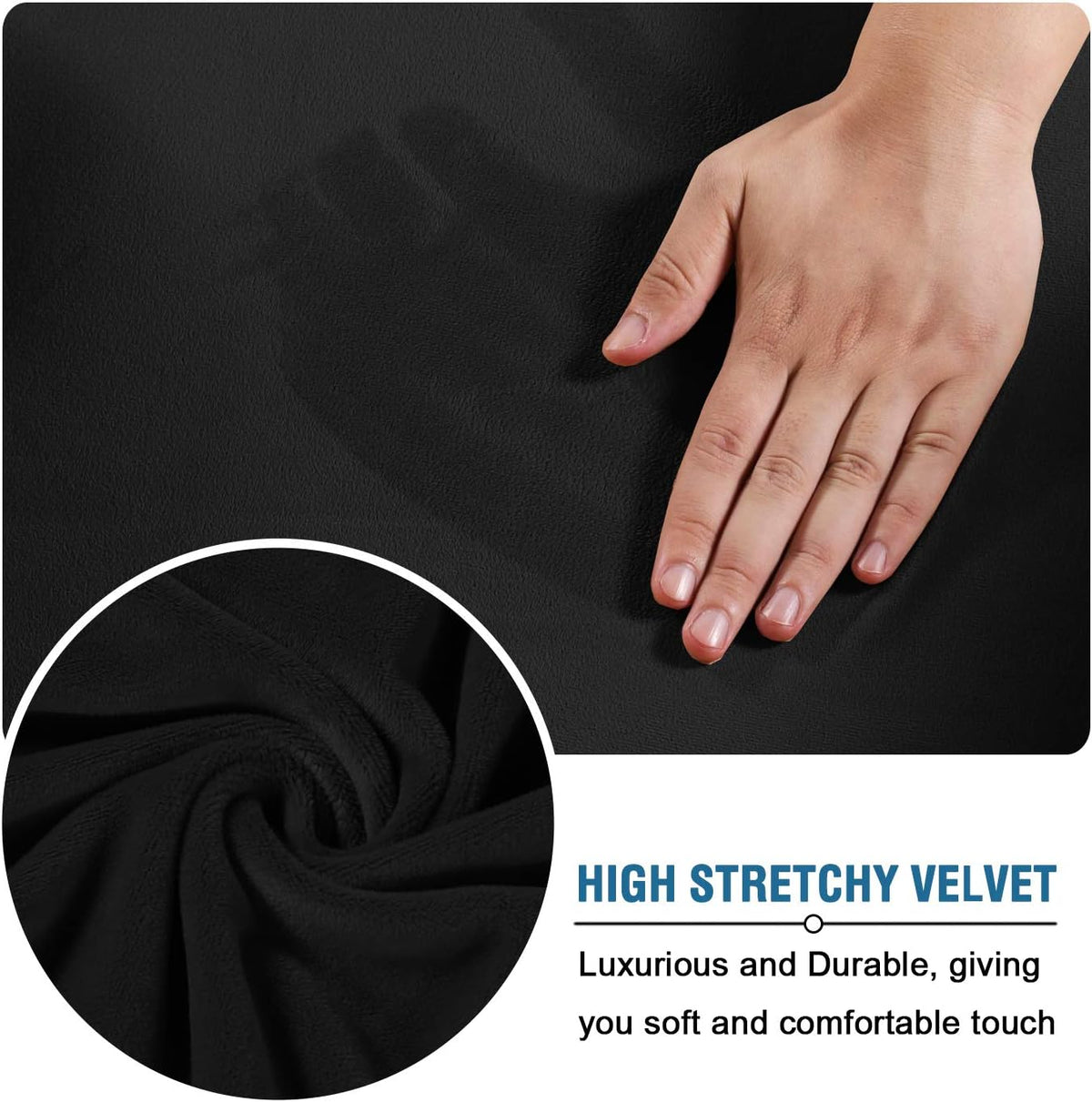 H.VERSAILTEX Velvet Stretch Rectangle Ottoman Slipcover, X-Large, Black