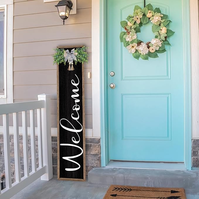 LuZhiQiang Front Porch for Welcome Standing Sign 45"X9" Vertical Tall Long - Image 6