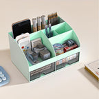 COMFYROOM Desk Organizer with 6 Compartments and 2 Drawers, Plastic Makeup - Image 3