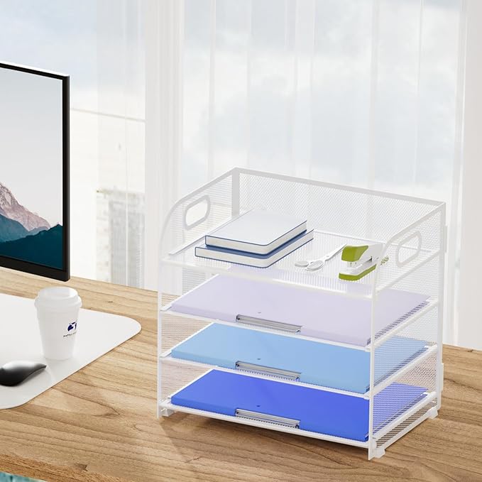 Marbrasse 2 Pack 4 Tier Paper Organizer Letter Tray - Image 6