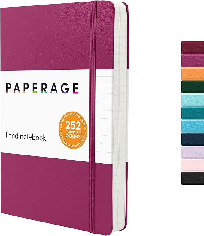 PAPERAGE Lined Journal Notebook, 252 Pages, Medium 5.6 in x 8 in by PAPERAGE