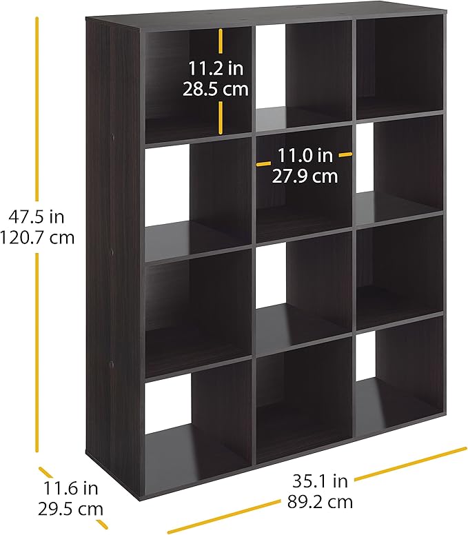 Whitmor 12 Cube Bookcase, 4 Tier Stackable MDF Bookself, Open Storage Display - Image 3