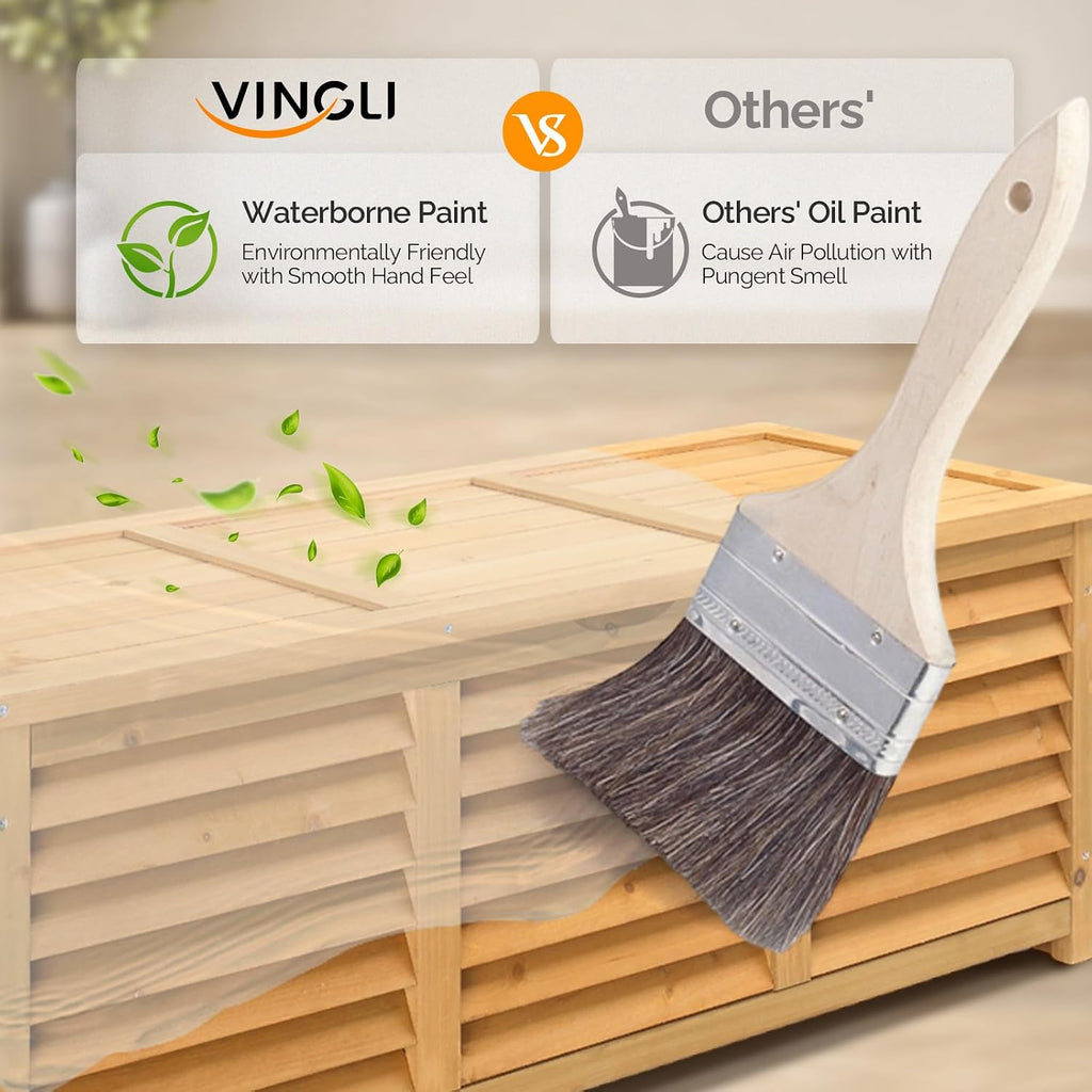 vingli 47 gallon wood deck box (natural), close-up detail