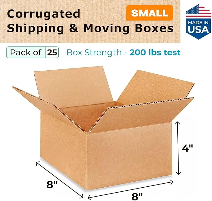Small Moving & Shipping Boxes 8"L x 8"W x 4"H - Image 2