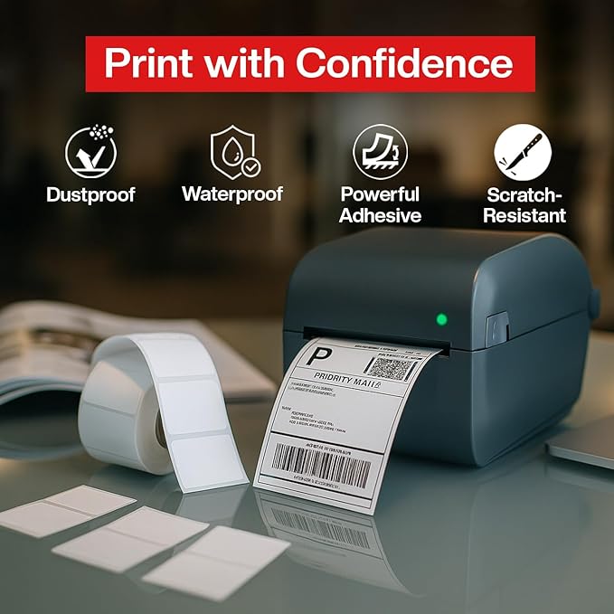 1 1/4” × 1”Direct Thermal Printer Labels, 10 Rolls, 800 Matte White Thermal - Image 5