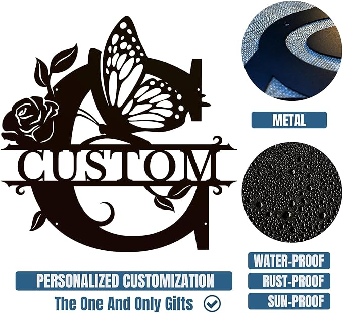 Personalized Custom Letter Name metal Signs, Custom Black Letter Monogram Wall - Image 6