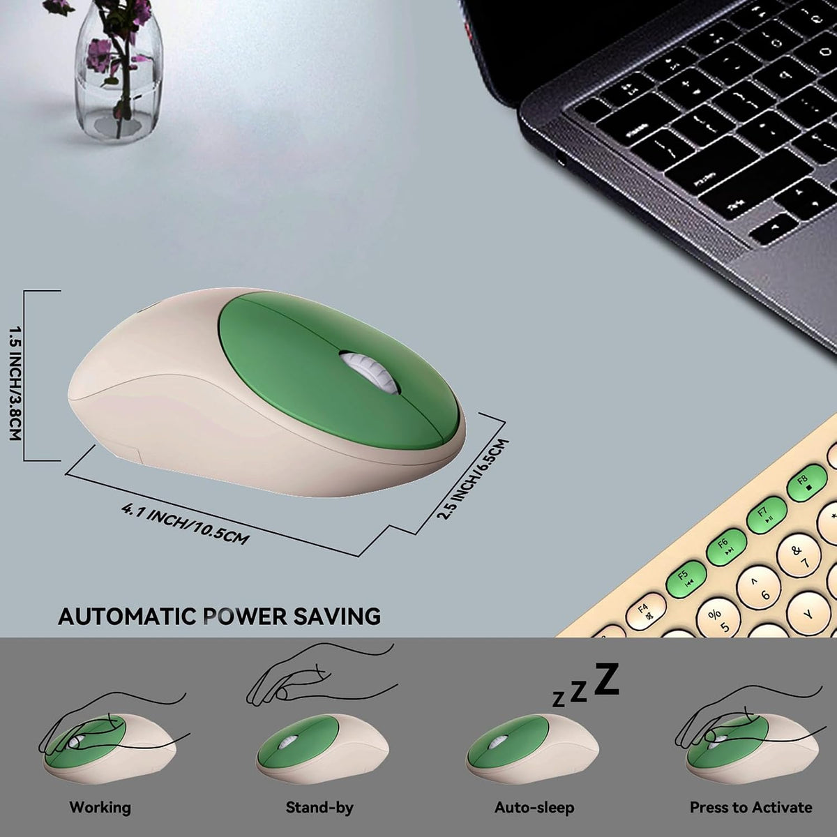 FD Wireless Keyboards and Mouse Combo - 2.4GHz USB Cordless, Cute Wireless Ke...