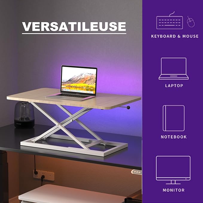 Decoholic Light Wood Small Single 24 inch Scissors Lift Keyboard and Mouse Riser - Image 5