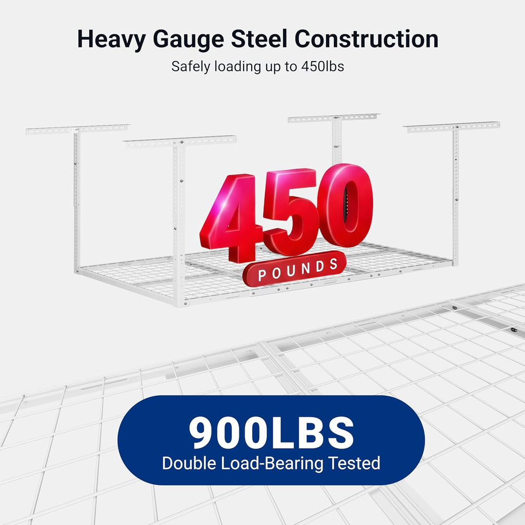 fleximounts 3x6 overhead garage ceiling storage rack, 2 showing dimensions