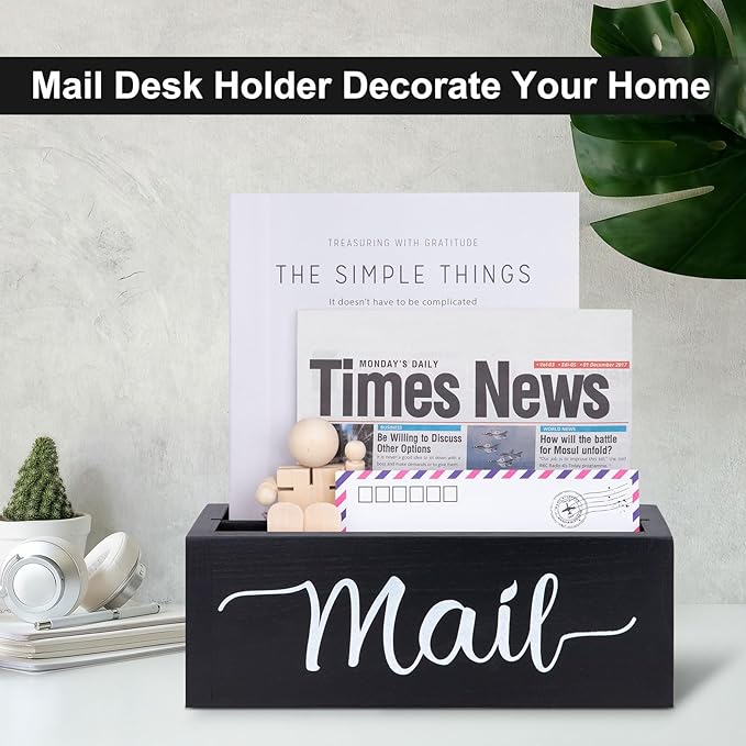 Lucundm Desk Mail Organizer, Mail Organizer Countertop, Wood Desk Mail Storage - Image 4
