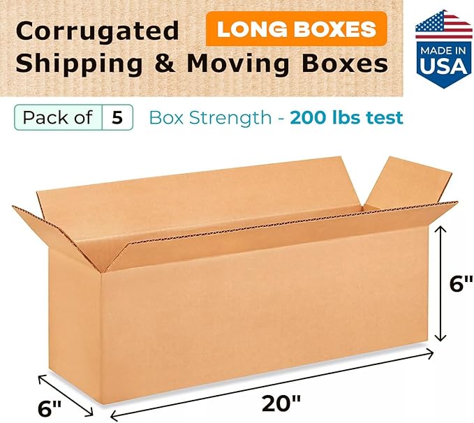 Long Shipping & Moving Boxes 20 x 6 x 6 inches - Image 2