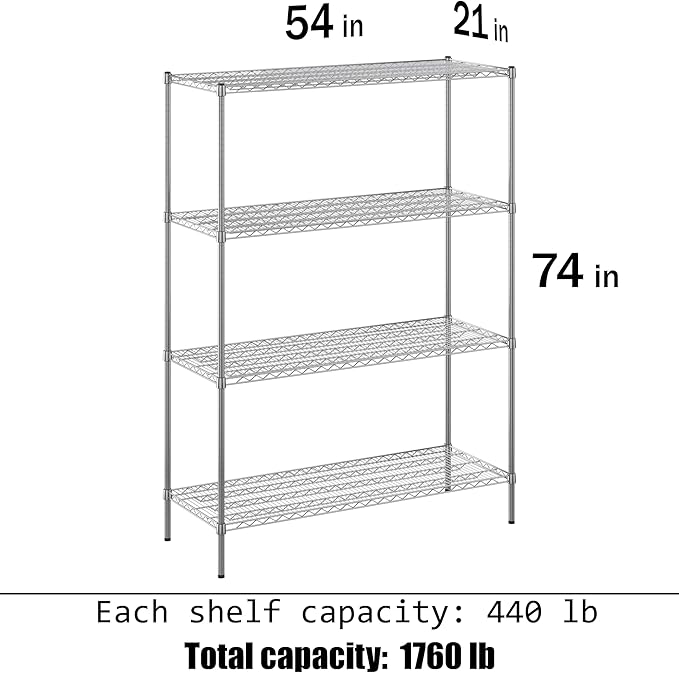 Regal Altair 21" Deep x 54" Wide x 74" Height Wire Shelving Kit | 4-Tier | NSF - Image 3