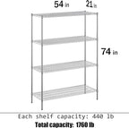 Regal Altair 21" Deep x 54" Wide x 74" Height Wire Shelving Kit | 4-Tier | NSF - Image 3