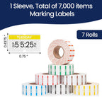 Perco 1 Line Day of The Week Labels - 7,000 Blank Dating Labels for Perco Lite, X, Plus and Pro 1 Line Date Guns - 7 Rolls (Full Week), 1 Sleeve - Made in USA
