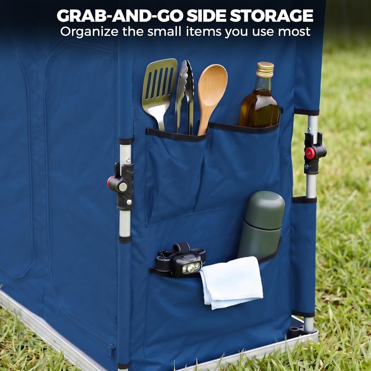 EAGLE PEAK Double Folding Camping Table with Storage Organizer and Side Pocke...