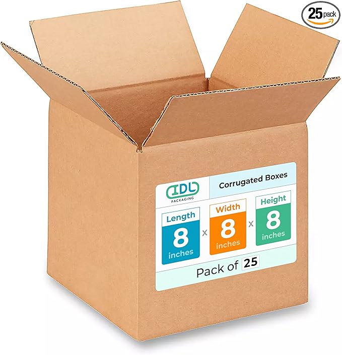 Small Cube Moving & Shipping Boxes 8"L x 8"W x 8"H by IDLPackaging