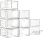 7 code Large Clear Shoe Boxes Organizer【Thicker Material】 Stronger Shoe Box by 7+code