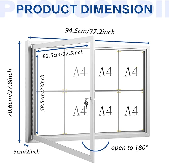 SWANCROWN Enclosed Bulletin Board Grey Felt Displays Boards Weather Resistant - Image 2