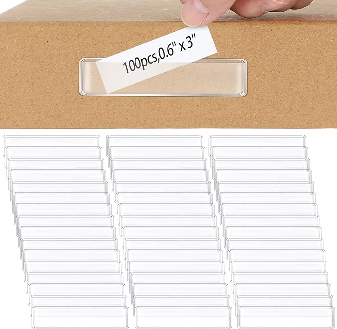 Jeyiour 100 Pcs Label Holders Adhesive Nameplate Pockets Storage Bin Labels by Jeyiour