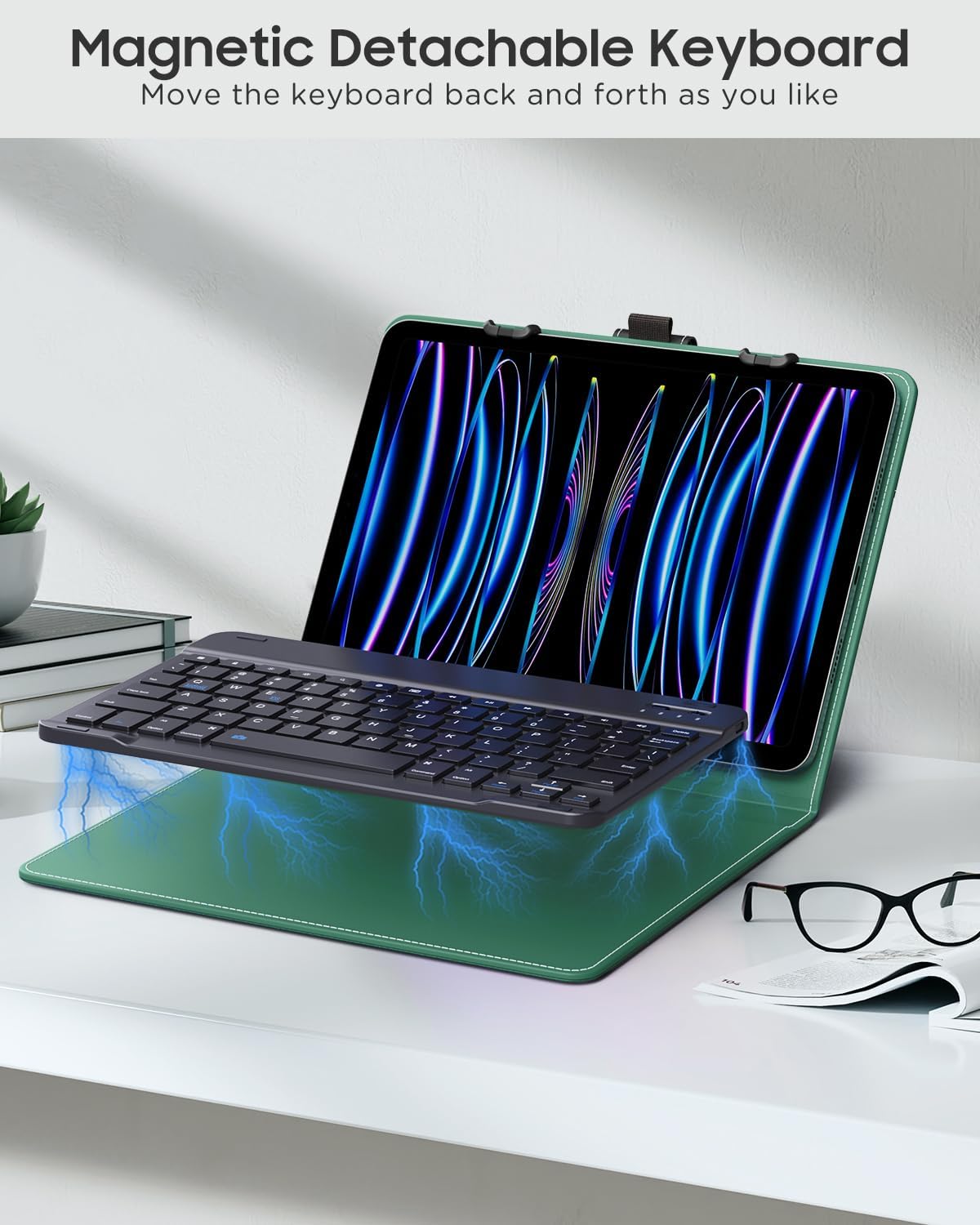 MoKo Universal QWERTY Keyboard Case Fit 9-11 Inch Tablets,Verde Scuro