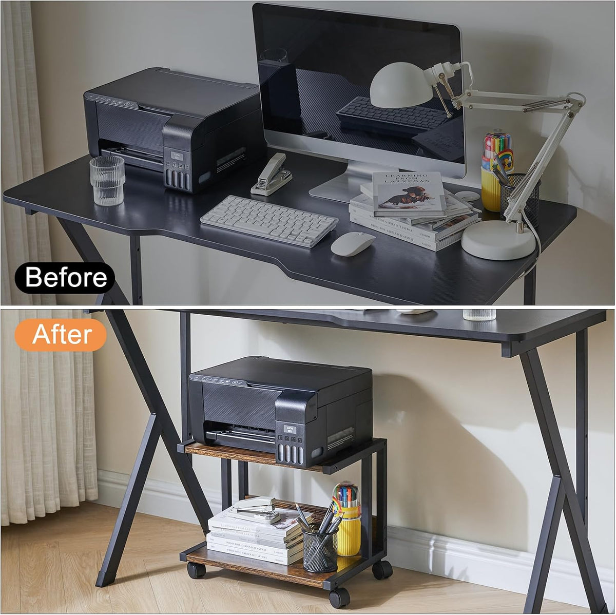 IBUYKE 2 Tier Printer Cart,Under Desk Printer Stand TLJ007H