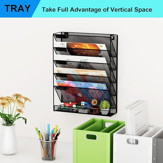 GDINDINFAN Wall File Organizer Holder Mesh Hanging Paper Document Holder - Image 7