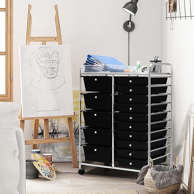DORTALA 15-Drawer Rolling Storage Cart - Image 2