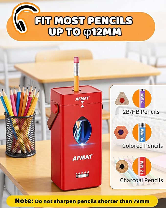 AFMAT Electric Pencil Sharpener, Rechargeable & Cordless, Fully Automatic - Image 3
