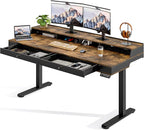 ONBRILL Standing Desk with Drawers, 63x23.6 Electric Stand Up Desk with Storage by ONBRILL