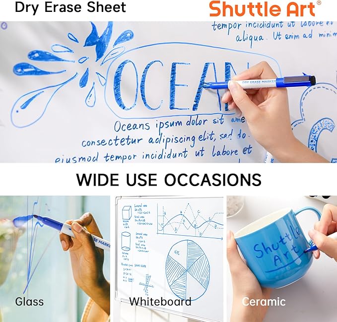 Shuttle Art Blue Dry Erase Markers, 60 Pack Magnetic Whiteboard Markers - Image 4