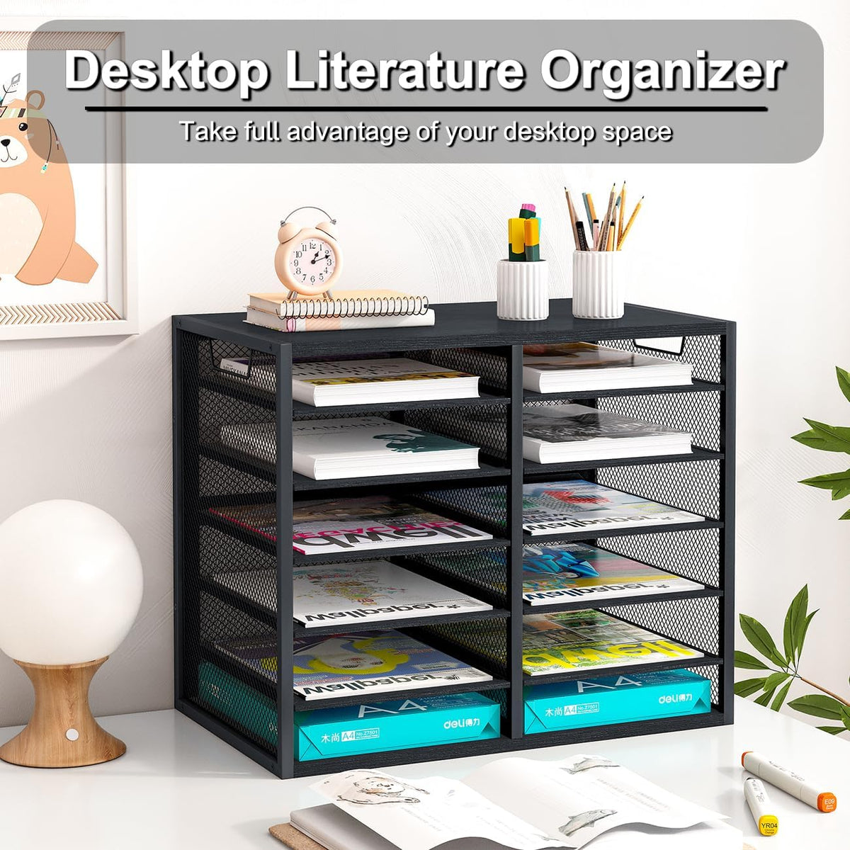 PAG Mass Mail Holder, Adjustable Countertop Literature Organizer, Student Mai...