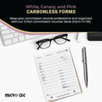 Commission Voucher Book CV-59-3 Part Carbonless Forms, Triplicate NCR Receipt - Image 2