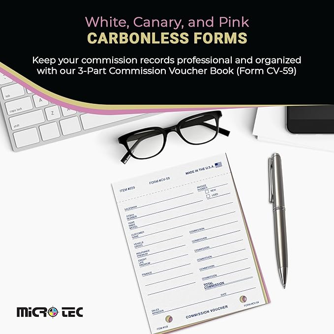 Commission Voucher Book CV-59-3 Part Carbonless Forms, Triplicate NCR Receipt - Image 2