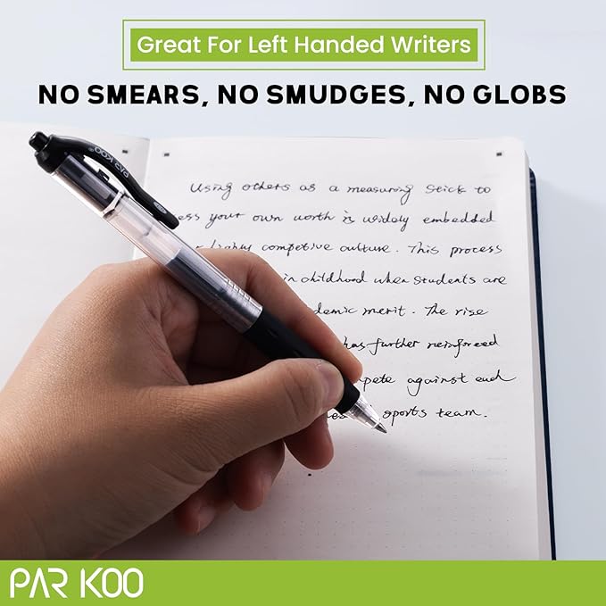 ParKoo Black Gel Pens, 100 Pack Quick Dry Retractable Medium Point 0.7mm - Image 7