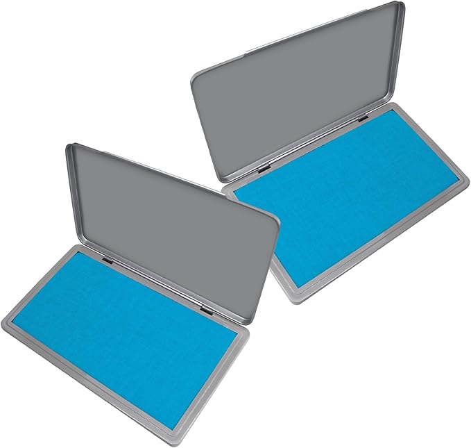2 Pack Metal Case Stamp Pad Large Size, Light Blue Color by ZIGEL