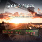 Digital World Time Zones Clock for 6 Cities, Adjustable Brightness LED Display - Image 2