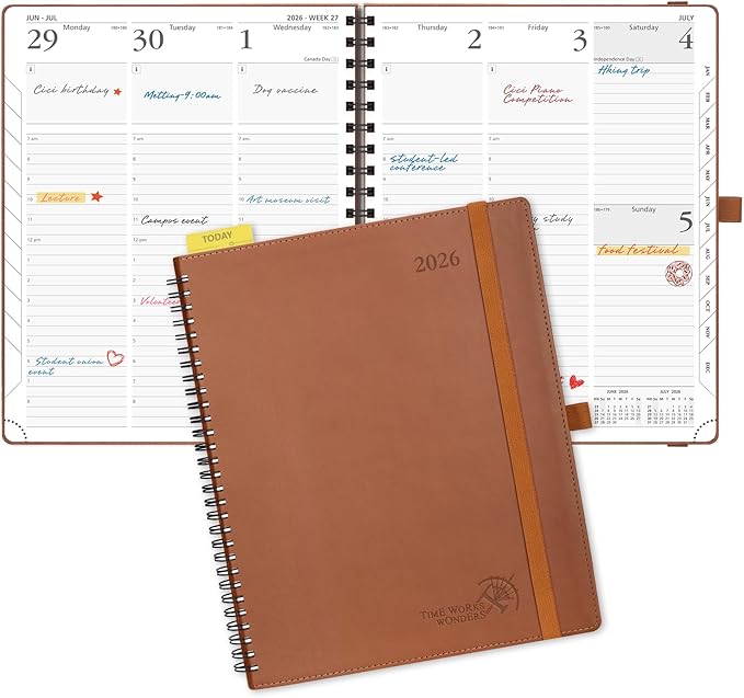 POPRUN 2026 Planner with Hourly Schedule, Vertical Layout by POPRUN