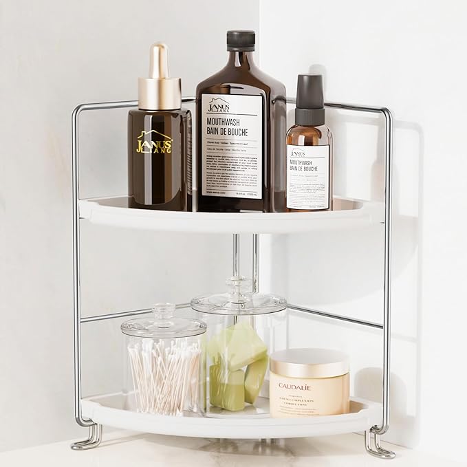 JANUS LiANG 2-Tier Corner Bathroom Countertop Organizer, Tiny Counter Corner by JANUSLiANG