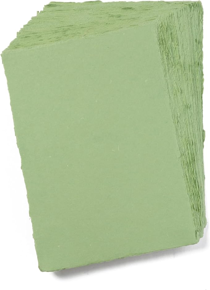 Wanderings Handmade Green Deckle Edge Blank Paper - Image 6