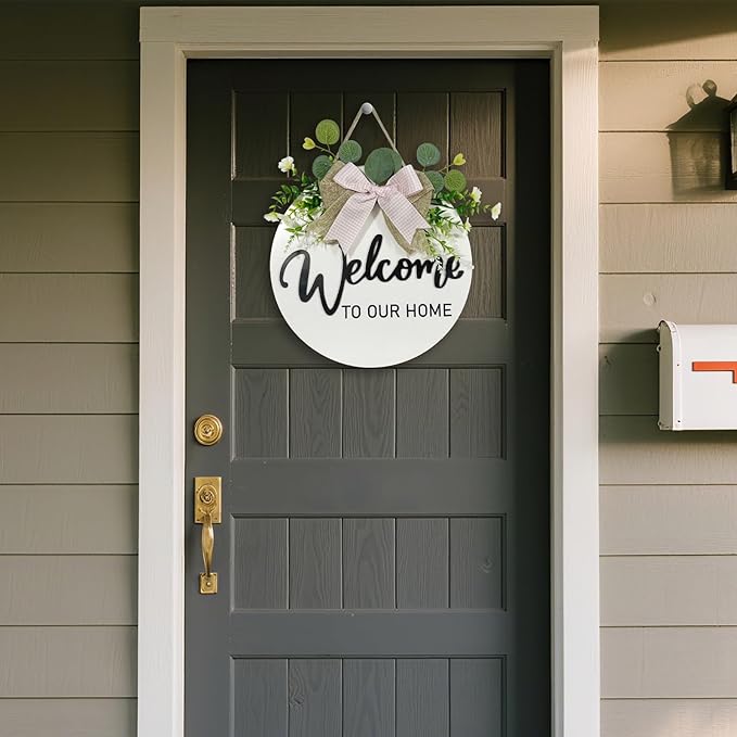 VPDTVK Welcome Sign for Front Door, Rustic Welcome Door Sign Outdoor Wreaths - Image 3