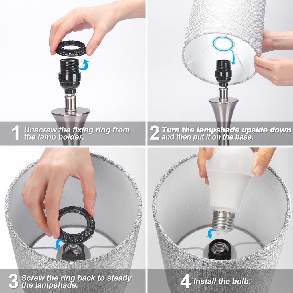 3 way touch control table lamp, dimmable bedside, front angle view