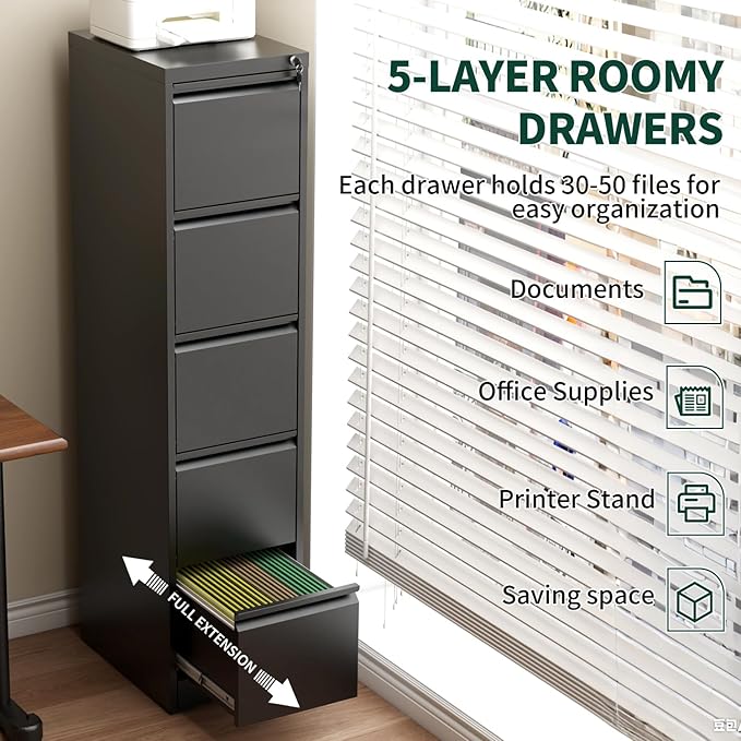 Yukimo 5 Drawer File Cabinet - Image 4