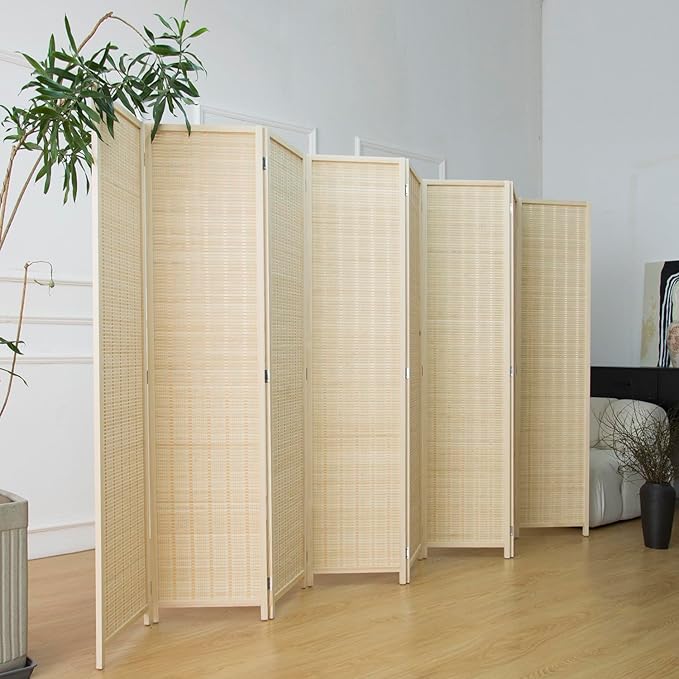 Furnnylane 8 Panel Room Divider and Folding Panel Screen, Bamboo Panel Divider - Image 5