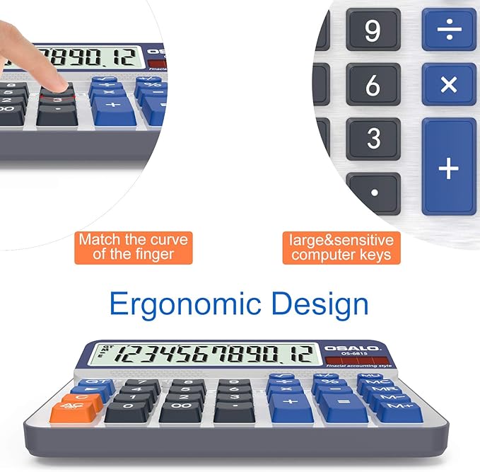 Desktop Calculator Extra Large 5-Inch LCD Display 12-Digit Big Number - Image 7