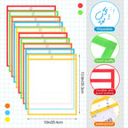 100 Pcs Oversized Clear Dry Erase Pockets Sleeves Bulk 10 x 14 Inch Erasable Ticket Holder Waterproof Sheet Protector Reusable Plastic Sleeves Document Holder for Classroom School Organization