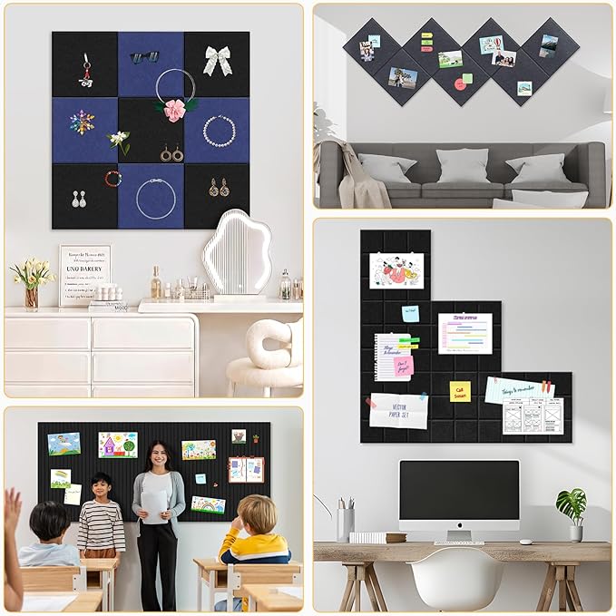 Smarpau Large Cork Board for Walls, 12 Pack Square Bulletin Board, Felt Wall - Image 5