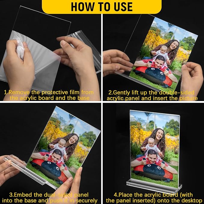 Dynta 14 Pack Acrylic Sign Holder 5x7 Inches Clear Double Sided Picture Frame - Image 5