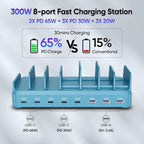 300W Charging Station for Multiple Devices, 8 Port Multi USB C Fast Charger - Image 3