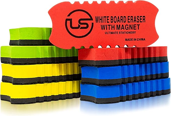 Dry Erase Eraser Magnetic Whiteboard Eraser 8 Pack White Board Erasers by UltimateStationery