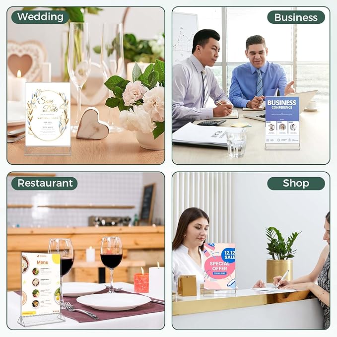 Smarpau Acrylic Sign Holder 5x7, 8 Pack Double-Sided Picture Frames Display - Image 6